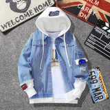 Wiaofellas Men Denim Jacket Streetwear Hip Hop Men's Hooded Jean Jackets Male Casual Outerwear 2023 New Spring Autumn Fashion Slim Fit Coat