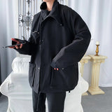 Wiaofellas Harajuku Jacket Men Streetwear Coat Black Windbreaker Hip Hop Cargo Jacket Pullover Hooded Track Jacket Tactical Outwear