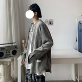 Wiaofellas Oversized Men Solid Corduroy Shirt Long Sleeve 2023 Mens Pocket Streetwear Shirts Male Korean Fashions Black Shirt 5XL