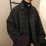 Wiaofellas Simple Retro Check Jacket Tide Boy Japanese Street Autumn And Winter Wild Plaid Jacket Thick Shirt