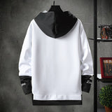 Wiaofellas Contrast Color Streetwear Hoodies Men Brand Tops Black White Sweatshirt Men Hip Hop Hoodies Cool Patchwork Pullover 3/4 Sleeve