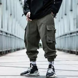 Wiaofellas Black Cargo Pants Men Hip Hop Loose Pants Mens Autumn Harem Pant Streetwear Harajuku Jogger Sweatpant Cotton Trousers Male Pants