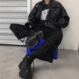 Wiaofellas/men's wear 2021 Autumn fashion new streetwear Black PU Leather oversize Jacket Loose Zipper Korean hip hop coat 9Y1188