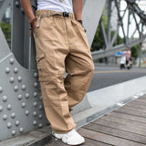 Wiaofellas Trendy Loose Baggy Cargo Pants Men Casual Hiphop Harem Cotton Straight Trousers Wide Leg Plus Size Streetwear Clothing