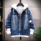 Wiaofellas Men's Denim Jacket Hoodies Oversized Women Jackets Hip Hop Windbreaker Jean Men Hooded Coats Streetwear Winter Autumn Men Jacket