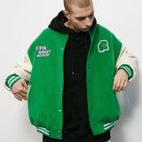 Wiaofellas-European and American retro letter embroidery jackets coat men's street hip-hop trend baseball uniform lovers loose wild jacket