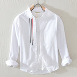 Wiaofellas 100% Cotton Long-sleeved Shirt Men Breathable Soft Refreshing Shirt Fashion Casual Simple Streetwear Cool White Shirts Men Top