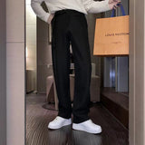 Wiaofellas Men's New Fashion Trend Casual Pants Leisure Handsome Loose Straight Pants Long Trousers Black Color Suit Pants M-2XL