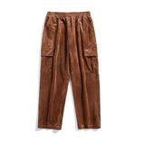 Wiaofellas Men's Corduroy Fabric Casual Pants Loose Cargo Vintage Overalls Trousers Brown/blue Color Thickening Sweatpants M-5XL