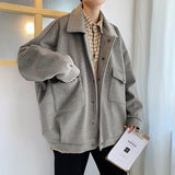 Wiaofellas Winter Thickened Short Woolen Coat Men Warm Fashion Oversized Woolen Coat Men  Korean Loose Woolen Jacket Mens Overcoat M-3XL