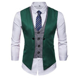 Wiaofellas Fake Two Piece Mens Formal Vest Red Waistcoat Fashion Steampunk Casual Business Jacket Party Dress Men Gilet Homme Retro