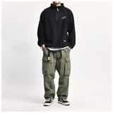 Wiaofellas Safari Style Multi Pocket Cargo Pants Men Loose Work Trousers Mens Streetwear Casual Pants