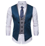 Wiaofellas Fake Two Piece Mens Formal Vest Red Waistcoat Fashion Steampunk Casual Business Jacket Party Dress Men Gilet Homme Retro