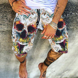 Wiaofellas Colorful Skull 3D All Over Printed Summer Shorts Fashion Beach Mens Bermuda Casual Short Home Unisex Cargo Shorts Dropship