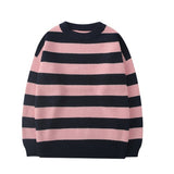 Wiaofellas Autumn Winter Sweater Women Casual Woman Sweater Pullovers Striped Jumper Warm Teen Gril Green Striped Sweaters