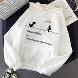 Wiaofellas Autumn New Harajuku Kpop Women's Retro Hoodie Dinosaur Long Sleeve Top Tee Fashion Casual Sports Shirt Ladies Clothing Hoodie