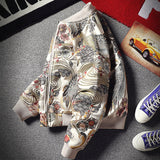 Wiaofellas Japan Style Mens Floral & Crane Embroidery Bomber Jacket Stand Collar Men Streetwear College Baseball Jackets Autumn Coat