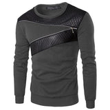 Wiaofellas Leather Patchwork Hoodies Men Zipper Decoration Long Sleeve Sweatshirt Tops Men's Leisure Hoodie Clothes 4XL 5XL,TA233