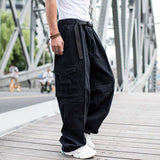 Wiaofellas Trendy Loose Baggy Cargo Pants Men Casual Hiphop Harem Cotton Straight Trousers Wide Leg Plus Size Streetwear Clothing