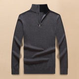 Wiaofellas High-quality Men Alligator Half Zipper High Collar Cotton Sweater Jersey Jumper Hombre Pull Homme Men Knitted Sweaters Top