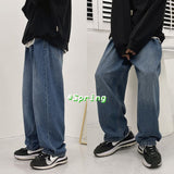 Wiaofellas Spring Wide-leg Jeans Men's Fashion Casual Retro Korean Jeans Men Streetwear Loose Hip-hop Straight Denim Trousers Mens Pants