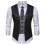 Wiaofellas Fake Two Piece Mens Formal Vest Red Waistcoat Fashion Steampunk Casual Business Jacket Party Dress Men Gilet Homme Retro