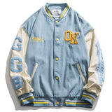 Wiaofellas new letter embroidered jackets coat women's street hip-hop stitching baseball uniform couple loose bomber jacket casual top