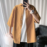 Wiaofellas Men's Solid Color Shirts Fashion Woman Short Sleeve Shirt Casual Oversize Tops Male Clothing Korean Streetwear Shirt