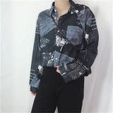 Wiaofellas Spring summer punk shirts unisex Japan long-sleeved floral shirt men's retro Hong Kong style beach loose sunscreen blouse jacket