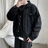 Wiaofellas Black Denim Short Jacket Men Jeans Jacket Coats Casual Windbreaker Pockets Overalls Bomber Streetwear Man Clothing Outwear