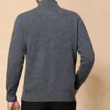 Wiaofellas High-quality Men Alligator Half Zipper High Collar Cotton Sweater Jersey Jumper Hombre Pull Homme Men Knitted Sweaters Top