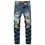 Wiaofellas Autumn New Fashion Retro Hole Jeans Men Pants Cotton Denim Trouser Male Plus Size High Quality Jeans Dropshipping