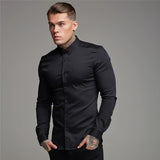 Wiaofellas Shirt Men's Summer Thin Section Non-iron Modal Shirt Men's Black Long-sleeved Business Career Trend 6 Colors