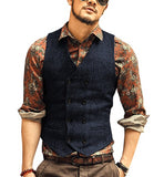 Wiaofellas Men Vests Suit Vest Tweed Man Waistcoat Brown Black Groomman Wedding Clothing Jacket Victorian Style Steampunk Business