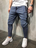 Wiaofellas Print Plaid Pants Men Slim fitness trouders Sweatpants Mens Joggers Pants Middle Waist Drawstring Men Casual Pants