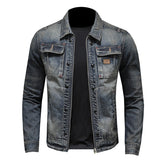 Wiaofellas Denim Jacket Men Autumn Winter Coat Men Casual Solid Color  Mens Fashion Clothing