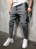 Wiaofellas Print Plaid Pants Men Slim fitness trouders Sweatpants Mens Joggers Pants Middle Waist Drawstring Men Casual Pants