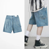 Wiaofellas Summer INS Five Point Sport Sanding Jean Shorts Men Tide Brand Short Pants Hip Hop High Street Oversize Wash Retro Men's Shorts