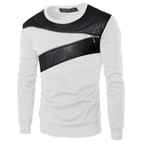 Wiaofellas Leather Patchwork Hoodies Men Zipper Decoration Long Sleeve Sweatshirt Tops Men's Leisure Hoodie Clothes 4XL 5XL,TA233