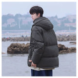 Wiaofellas High Quality Hooded Down Jacket Men Down Coat Thick Warm Puffer Jacket Zipper Couple Clothing Long Sleeve Branded Men's Clothes
