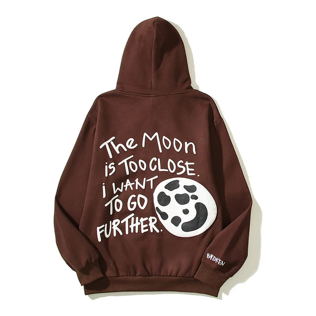 Wiaofellas High Street Letter Foam Skull Vintage Fleece Hooded Hoodies Men and Women Pullover Casual Loose Autumn Winter Sweatshirts