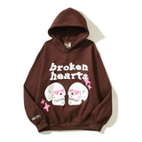 Wiaofellas High Street Letter Foam Skull Vintage Fleece Hooded Hoodies Men and Women Pullover Casual Loose Autumn Winter Sweatshirts