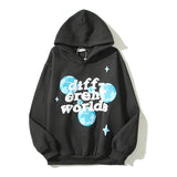 Wiaofellas High Street Letter Foam Skull Vintage Fleece Hooded Hoodies Men and Women Pullover Casual Loose Autumn Winter Sweatshirts