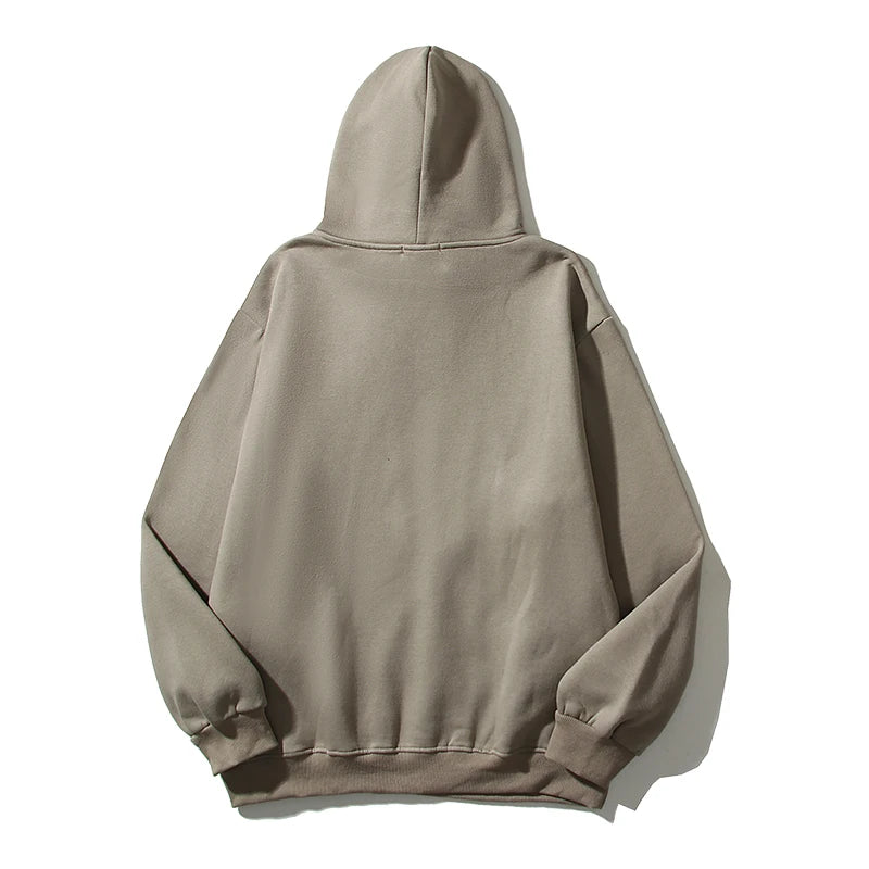 Wiaofellas High Street Letter Foam Skull Vintage Fleece Hooded Hoodies Men and Women Pullover Casual Loose Autumn Winter Sweatshirts