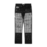 Wiaofellas High Street Patchwork Hole Distressed Painted Jeans Pants for Men Straight Y2K Baggy Casual Cargos Oversized Denim Trousers