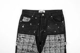 Wiaofellas High Street Patchwork Hole Distressed Painted Jeans Pants for Men Straight Y2K Baggy Casual Cargos Oversized Denim Trousers
