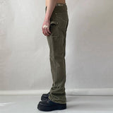 Wiaofellas High Street Solid Color Distressed Pockets Men's Cargo Pants Retro Frayed Straight Jeans Oversized Casual Denim Trousers