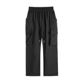 Wiaofellas High Street Straight Cargo Pants Relaxed Fit Casual Pocket Button Up Pant Oversized Men's and Women's Functional Nylon Trousers