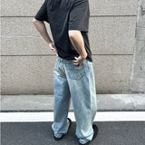 Wiaofellas High Street Washed Blue Wide Leg Baggy Jeans for Men and Women Straight Ropa Hombre Y2k Denim Pants Oversized Loose Trousers