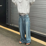 Wiaofellas High Street Washed Blue Wide Leg Baggy Jeans for Men and Women Straight Ropa Hombre Y2k Denim Pants Oversized Loose Trousers